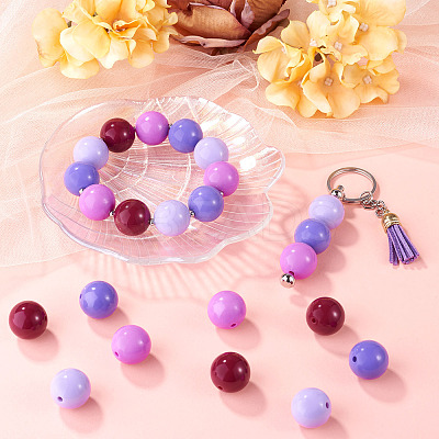 40Pcs 4 Colors Opaque Acrylic Beads MACR-TA0002-97B-1