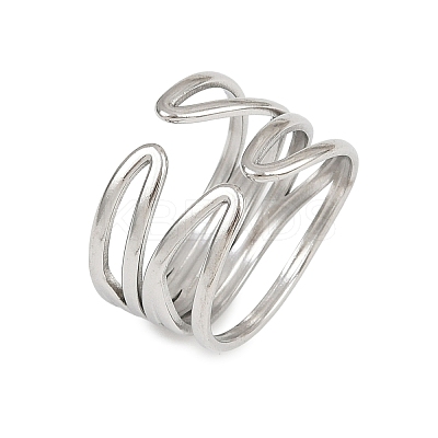 304 Stainless Steel Adjustable Open Cuff Rings for Women LS-RJEW-K299-02P-1