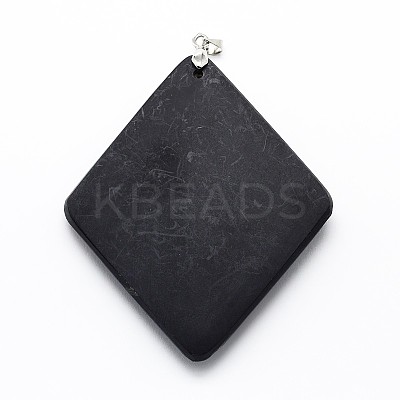 Brass Paua Shell with Black Lip Shell Rhombus Big Pendants SSHEL-F0006-29-01-1