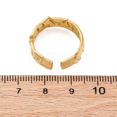 Musical Note 304 Stainless Steel Cuff Rings for Women RJEW-F175-03G-01-1