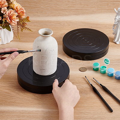 Flat Round Mini Plastic Rotated Turntable Sculpting Pottery Wheel CELT-WH0007-002A-1