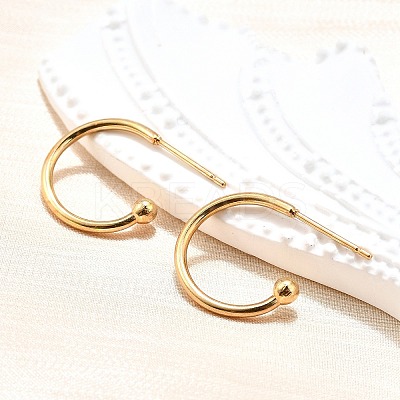 304 Stainless Steel C-shaped Hoop Circle Ball Stud Earrings X-STAS-K204-04G-1