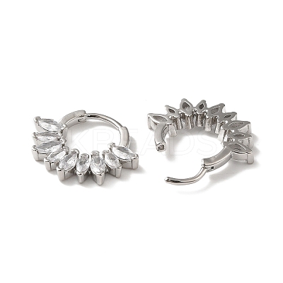 Cubic Zirconia Horse Eye Hoop Earrings EJEW-Z019-22P-1