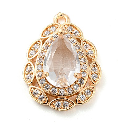 Golden Brass Micro Pave Cubic Zirconia Pendants LS-KK-K350-03G-02-1
