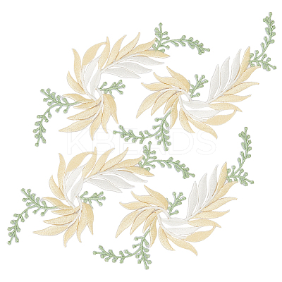 4Pcs 2 Styles Polyester Embroidery Appliques AJEW-GF0008-41-1