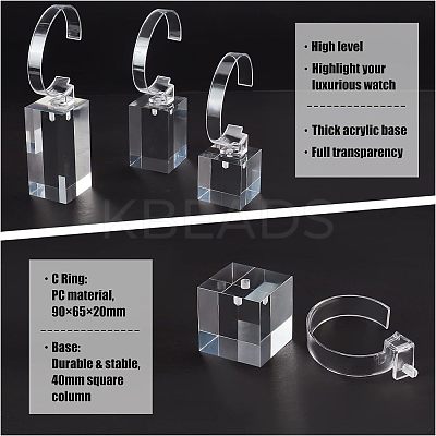 Transparent Plastic Wrist Watch Display Holder ODIS-OC0001-40-1