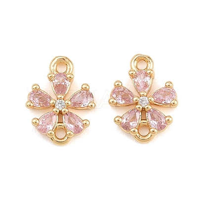 Brass Pave Pink Cubic Zirconia Connector Charms CU-CBAA6E8-01G-1