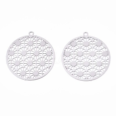 Non-Tarnish 201 Stainless Steel Filigree Pendants LS-X-STAS-R102-09P-1