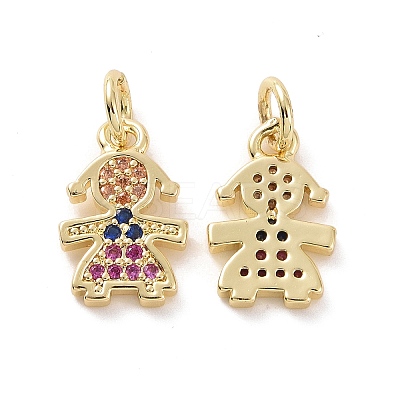 Brass Micro Pave Colorful Cubic Zirconia Charms KK-E068-VF144-1