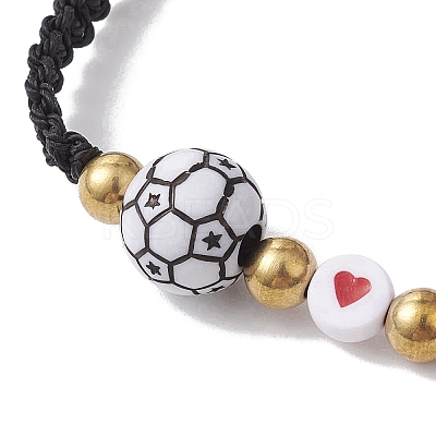 Sport Theme Acylic & Alloy Braided Bead Bracelet BJEW-JB10122-02-1