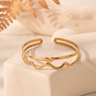 304 Stainless Steel Cuff Bangles for Women BJEW-U032-05G-1