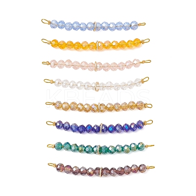8Pcs 8 Colors Glass Faceted Rondelle Beaded Connector Charms PALLOY-JF04761-1