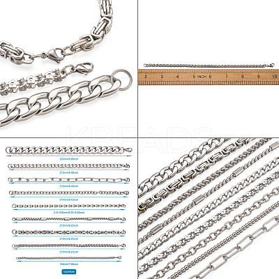 Unisex 304 Stainless Steel Chain Bracelets BJEW-TA0001-05P-1