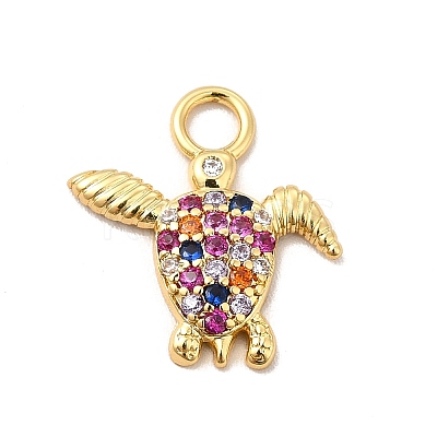 Rack Plating Brass Micro Pave Cubic Zirconia Pendants KK-P230-23G-B-1
