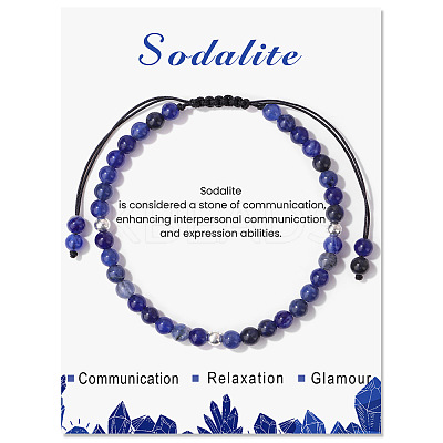 Natural Sodalite Braided Bead Bracelets PW-WG425AA-03-1