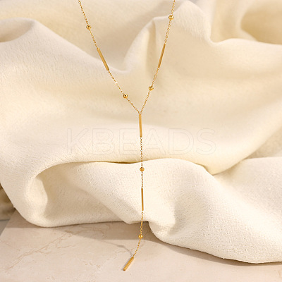 304 Stainless Steel Rectangle Y Lariat Necklaces for Women NJEW-D325-01G-1