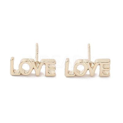 Word LOVE Alloy Studs Earrings for Women EJEW-H309-13KCG-1