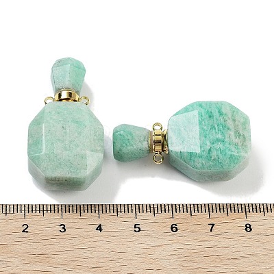 Natural Amazonite Perfume Bottle Pendants G-Q163-10G-01-1