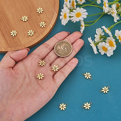10Pcs 430 Stainless Steel Small Flower Connector Charms JX237B-1