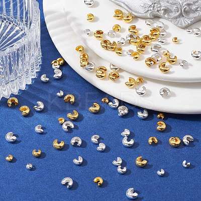 300Pcs 6 Styles Brass Crimp Beads Covers KK-CJ0001-93-1