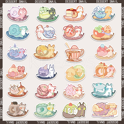50Pcs Snail PVC Waterproof Self-Adhesive Stickers PW-WG70218-01-1