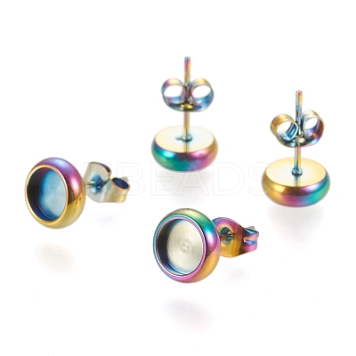 Ion Plating(IP) 304 Stainless Steel Stud Earring Settings STAS-K202-05B-M-1