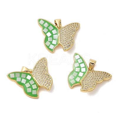 Brass Micro Pave Cubic Zirconia Pendants KK-K385-049G-1