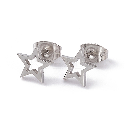 Non-Tarnish 304 Stainless Steel Tiny Hollow Out Star Stud Earrings for Women LS-STAS-A065-01P-1