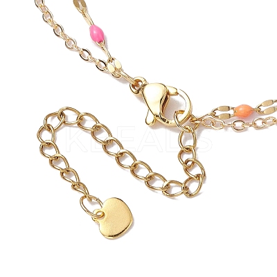 304 Stainless Steel Enamel Link Chains Anklets AJEW-AN00589-01-1