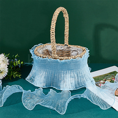 10 Yards Mermaid Color Polyester Pleated Lace Trim Ribbon DIY-WH0419-43B-1