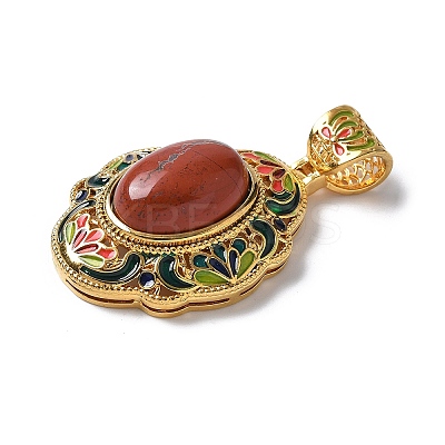 Natural Red Jasper Flower Pendants KK-K399-18C-01-1