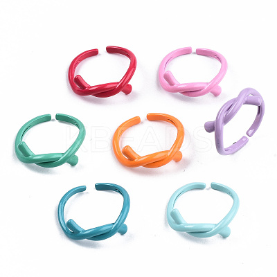 Spray Painted Brass Cuff Rings RJEW-S045-113-NR-1