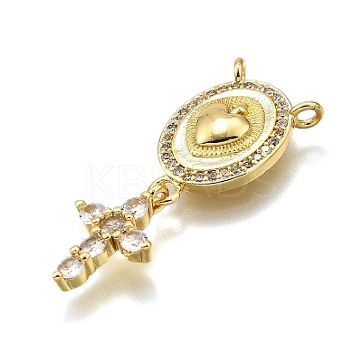 Rack Plating Brass Micro Pave Cubic Zirconia Pendants KK-K401-71G-1