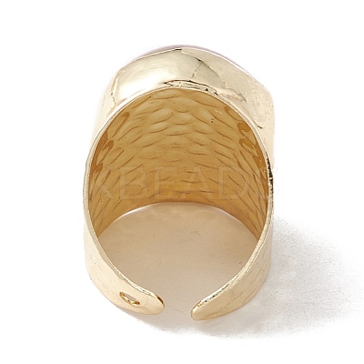 Gemstone Irregular Oval Open Cuff Ring RJEW-I082-11G-1