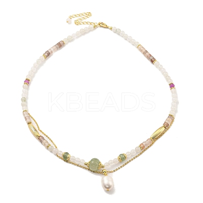 Natural Mixed Gemstone Round Beaded Necklaces NJEW-M214-07G-1