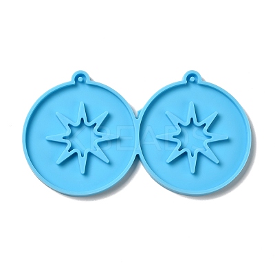 DIY Flat Round with Star Pendant Silicone Molds DIY-I099-14-1