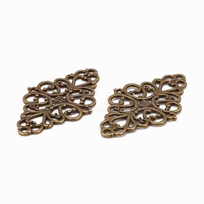 Tibetan Style Alloy Rhombus Filigree Joiners Links TIBE-5377-AB-FF-1