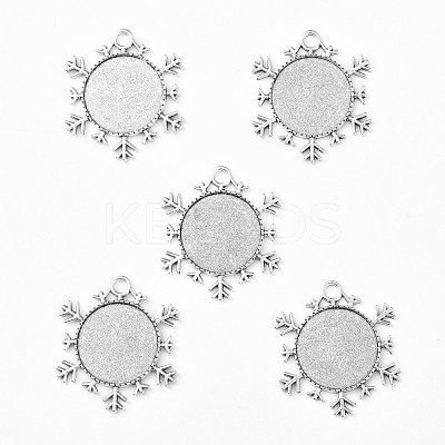 Christmas Ornaments Alloy Snowflake Pendant Cabochon Settings TIBEP-O006-29AS-1