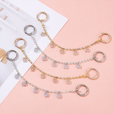 4Pcs 2 Colors Brass Rhinestone Link Bag Extender Chains HJEW-GA00034-1