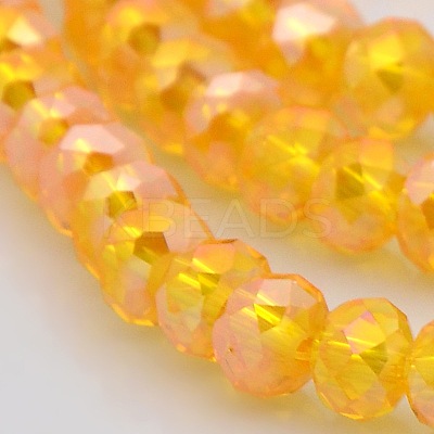 AB Color Plated Faceted Rondelle Electroplate Glass Beads Strands GLAA-A024D-AB11-1