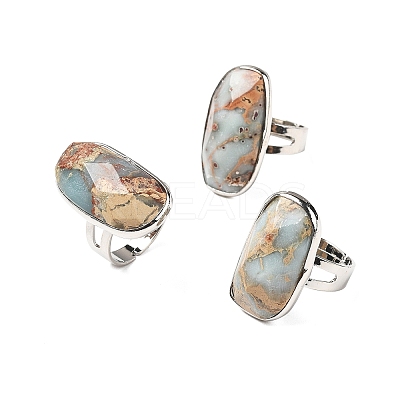 Natural Aqua Terra Jasper Finger Rings RJEW-A068-04P-1