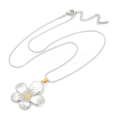 304 Stainless Steel Two Tone Pendant Necklaces for Women NJEW-S445-01E-GP-1