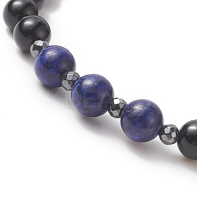 7Pcs 7 Style Natural & Synthetic Mixed Gemstone & Alloy Beaded Stretch Bracelets Set for Women BJEW-JB09262-1