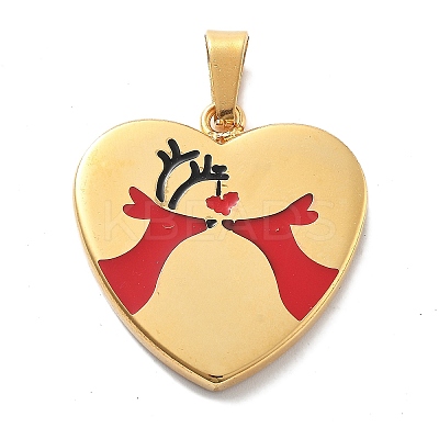 Christmas Ion Plating(IP) 304 Stainless Steel Enamel Pendants STAS-Z098-36G-1