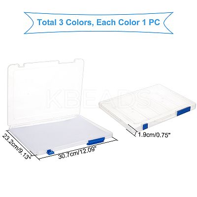 3 Pcs 3 Colors Portable Transparent Plastic A4 File Box CON-PH0002-28B-1