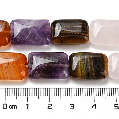 Natural Amethyst & Rose Quartz & Red Agate & Green Aventurine & Tiger Eye Beads Strands G-T121-24-1