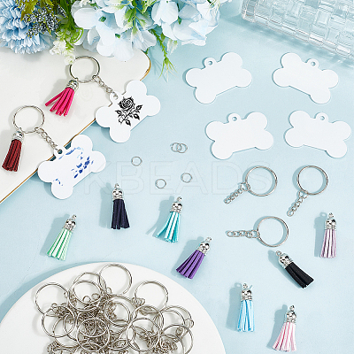 DIY Blank Double-sided Heat Transfer Aluminium Pendant Keychain Making Kits DIY-SP0005-26C-1