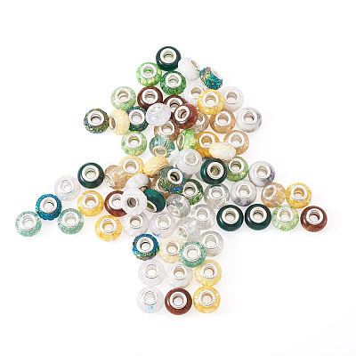 72Pcs 12 Colors Christmas Theme Resin Rondelle European Beads RESI-TA0004-88-1
