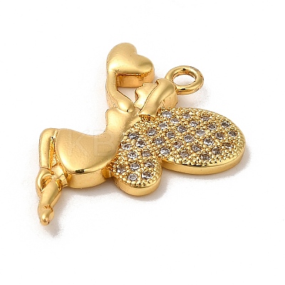 Rack Plating Brass Micro Pave Cubic Zirconia Pendants KK-K377-44G-1