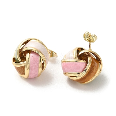 Real 18K Gold Plated Iron Enamel Stud Earrings for Women EJEW-M251-09G-08-1